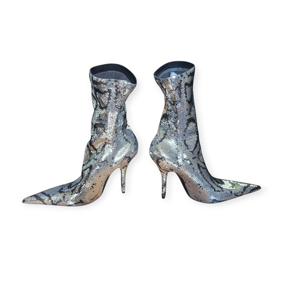 Balenciaga Metallic Knife Sequin High Heel Sock Booties IT 38 US 8 - Picture 3 of 14